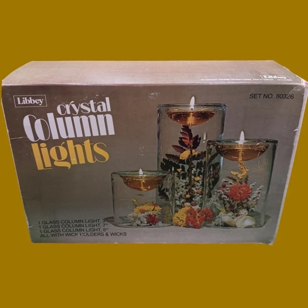 Libbey vintage crystal column lights glass candle holders
